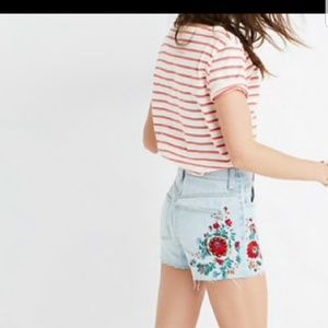 Madewell embroidered denim shorts